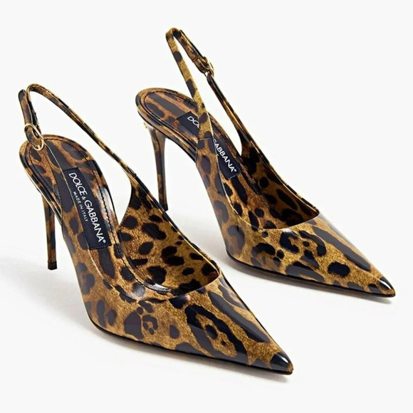 Dolce&Gabbana Leopard Pointed Toe Slingback Stiletto Pumps Size 36.5 MSRP $1,145 - Picture 1 of 13